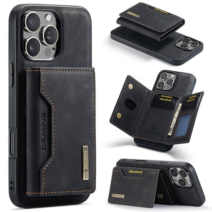 DG.MING M2 Series 3-Fold Card Bag Wallet Leather Phone Case, For iPhone Air, For iPhone 16 Pro Max, For iPhone 16 Pro, For iPhone 16 Plus