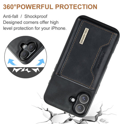 DG.MING M2 Series 3-Fold Card Bag Wallet Leather Phone Case, For iPhone 16, For iPhone 15 Pro Max, For iPhone 15 Pro, For iPhone 15 Plus