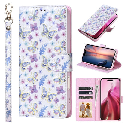 Bronzing Painting RFID Leather Case, For iPhone 16, For iPhone 15 Pro Max, For iPhone 15 Pro, For iPhone 15 Plus
