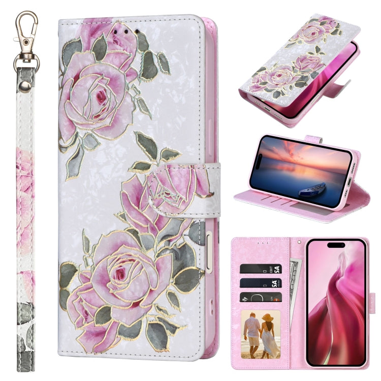 Bronzing Painting RFID Leather Case, For iPhone 16, For iPhone 15 Pro Max, For iPhone 15 Pro, For iPhone 15 Plus