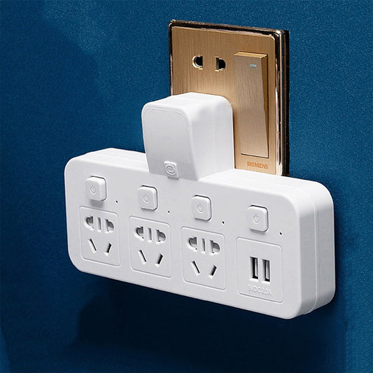 Home Office Multifunctional USB Wireless Plug Converter Plug Board, with Night Light, 1 to 4 + 2USB