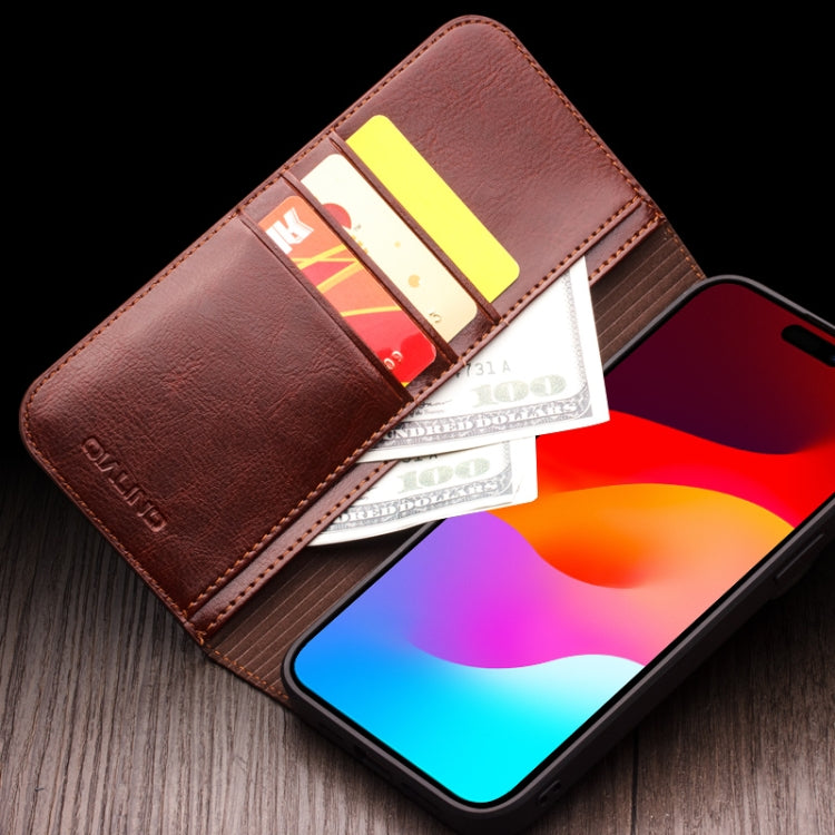 QIALINO Classic Genuine Leather Phone Case, For iPhone 15