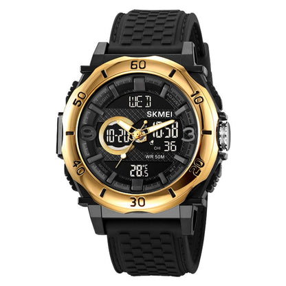 SKMEI 2098 Multifunctional Men 50M Waterproof Thermometer Dual Display Digital Wrist Watch
