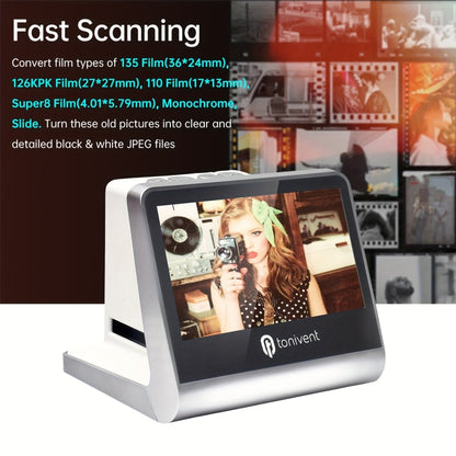 Tonivent TON170 14 Mega Pixels 5 inch HD Screen Film Scanner, TON170 White