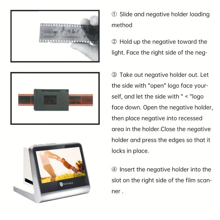 Tonivent TON170 14 Mega Pixels 5 inch HD Screen Film Scanner, TON170 White
