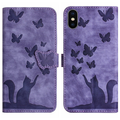 Butterfly Cat Embossing Flip Leather Phone Case, For iPhone 11 Pro Max, For iPhone 11, For iPhone 11 Pro, For iPhone X / XS