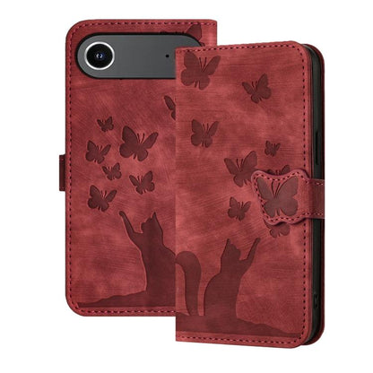 Butterfly Cat Embossing Flip Leather Phone Case, For iPhone 17 Pro Max, For iPhone 17 Pro, For iPhone 17, For iPhone Air