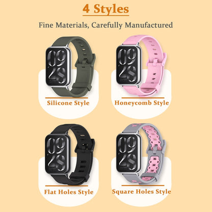 Mijobs Flat Hole Breathable Silicone Watch Band, For Redmi Watch 6 / 5 / Xiaomi Band 9 Pro