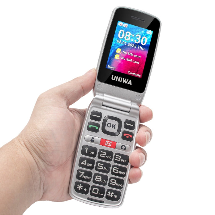 UNIWA V202T 4G Flip Style Phone, 2.4 inch Unisoc T107 Cat.1, SOS, FM, Dual SIM Cards, 21 Keys