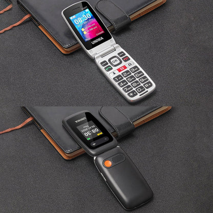 UNIWA V202T 4G Flip Style Phone, 2.4 inch Unisoc T107 Cat.1, SOS, FM, Dual SIM Cards, 21 Keys