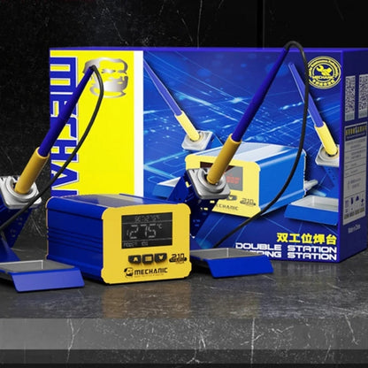 Mechanic 210MAX Dual Station Thermostatic Adjustable Digital Display Soldering Station, US, EU
