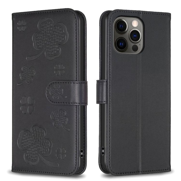 Four-leaf Embossed Leather Phone Case, For iPhone 12 / 12 Pro, For iPhone 12 Pro Max, For iPhone 11 Pro Max, For iPhone 11