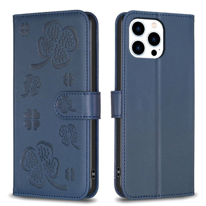 Four-leaf Embossed Leather Phone Case, For iPhone 14 Plus, For iPhone 14, For iPhone 14 Pro, For iPhone 14 Pro Max