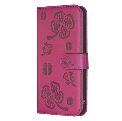 Four-leaf Embossed Leather Phone Case, For iPhone 14 Plus, For iPhone 14, For iPhone 14 Pro, For iPhone 14 Pro Max