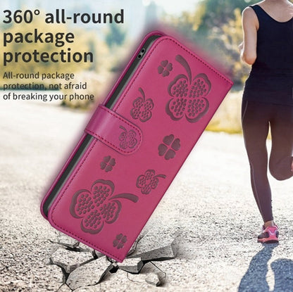 Four-leaf Embossed Leather Phone Case, For iPhone 14 Plus, For iPhone 14, For iPhone 14 Pro, For iPhone 14 Pro Max