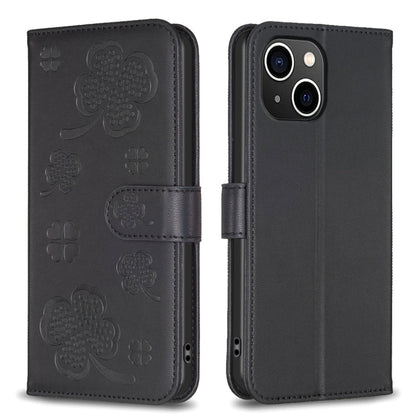 Four-leaf Embossed Leather Phone Case, For iPhone 14 Plus, For iPhone 14, For iPhone 14 Pro, For iPhone 14 Pro Max