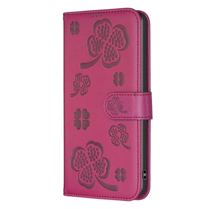 Four-leaf Embossed Leather Phone Case, For iPhone 16 Pro Max, For iPhone 16 Pro, For iPhone 16 Plus, For iPhone 16