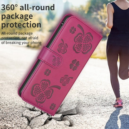 Four-leaf Embossed Leather Phone Case, For iPhone 16 Pro Max, For iPhone 16 Pro, For iPhone 16 Plus, For iPhone 16