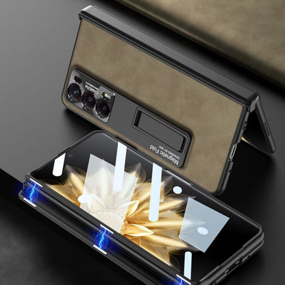GKK Integrated Frosted Fold Hinge Leather Phone Case with Holder, For Honor Magic V2, For Honor Magic VS