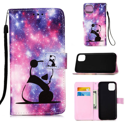 Painted Flat Texture Leather Case with Lanyard & Card Slot & Wallet & Holder, For iPhone 12 mini, For iPhone 12 / 12 Pro