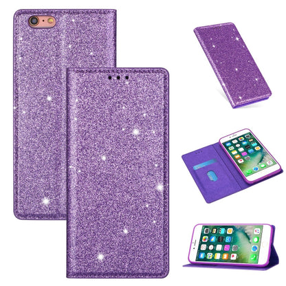 Ultrathin Glitter Magnetic Horizontal Flip Leather Case with Holder & Card Slots, For iPhone 6 Plus, For iPhone 8 / 7, For iPhone 8 Plus / 7 Plus, For iPhone 11