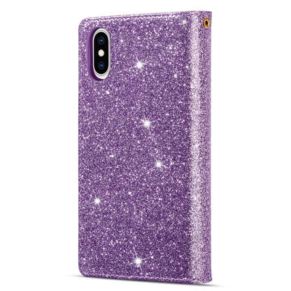 Multi-card Slots Starry Sky Laser Carving Glitter Zipper Horizontal Flip Leather Case with Holder & Wallet & Lanyard, For iPhone XR, For iPhone X / XS, For iPhone 8 Plus / 7 Plus, For iPhone SE 2022 / SE 2020 / 8 / 7