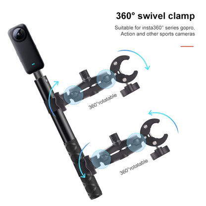 Motorcycle Clamps Handlebar Fixed Mount 3-stage Telescopic Selfie Stick, Double Dual-heads Crabs 3-stage Selfie Stick, Dual-heads Crab & Single Heads 3-stage Selfie Stick, 2 x Dual-heads Crab 1 x Single Heads