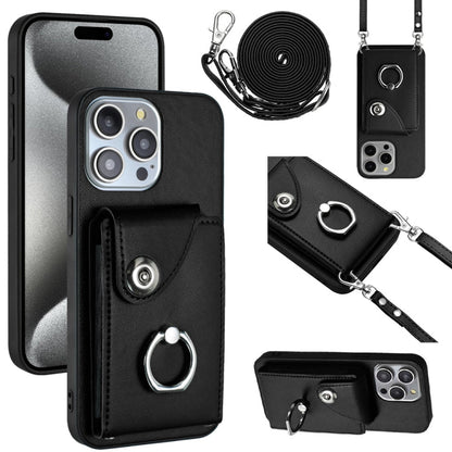 Organ Card Bag Ring Holder Phone Case with Long Lanyard, For iPhone 15, For iPhone 14 Plus, For iPhone 14, For iPhone 14 Pro