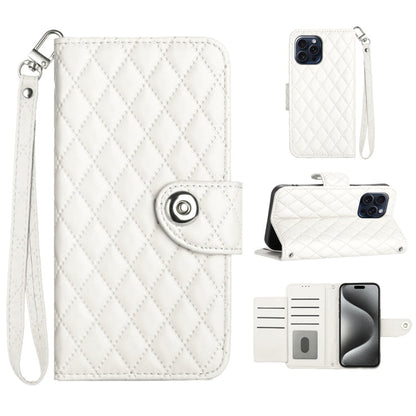 Rhombic Texture Flip Leather Phone Case with Lanyard, For iPhone 14 Pro Max, For iPhone SE 2022 / 2020 / 8 / 7, For iPhone 13 Pro Max, For iPhone 13 Pro