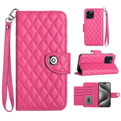 Rhombic Texture Flip Leather Phone Case with Lanyard, For iPhone 14 Pro Max, For iPhone SE 2022 / 2020 / 8 / 7, For iPhone 13 Pro Max, For iPhone 13 Pro