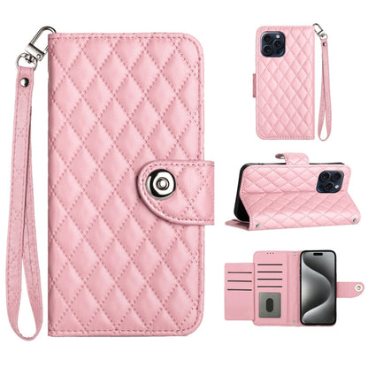 Rhombic Texture Flip Leather Phone Case with Lanyard, For iPhone 14 Pro Max, For iPhone SE 2022 / 2020 / 8 / 7, For iPhone 13 Pro Max, For iPhone 13 Pro