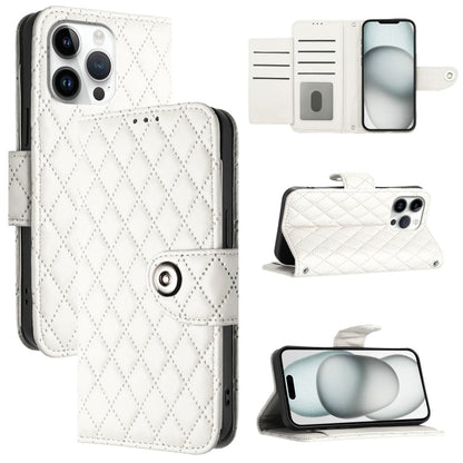 Rhombic Texture Flip Leather Phone Case with Lanyard, For iPhone SE 2024, For iPhone 16 Pro Max, For iPhone 16 Pro, For iPhone 16 Plus