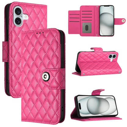 Rhombic Texture Flip Leather Phone Case with Lanyard, For iPhone SE 2024, For iPhone 16 Pro Max, For iPhone 16 Pro, For iPhone 16 Plus