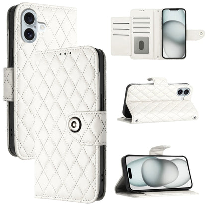 Rhombic Texture Flip Leather Phone Case with Lanyard, For iPhone SE 2024, For iPhone 16 Pro Max, For iPhone 16 Pro, For iPhone 16 Plus