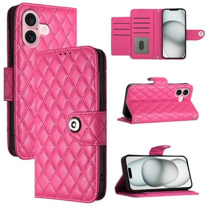 Rhombic Texture Flip Leather Phone Case with Lanyard, For iPhone 16, For iPhone 15 Pro Max, For iPhone 15 Pro, For iPhone 15 Plus