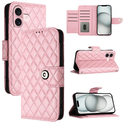 Rhombic Texture Flip Leather Phone Case with Lanyard, For iPhone 16, For iPhone 15 Pro Max, For iPhone 15 Pro, For iPhone 15 Plus