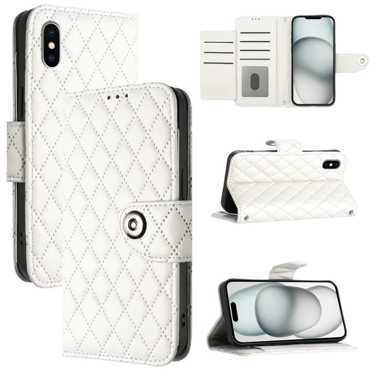 Rhombic Texture Flip Leather Phone Case with Lanyard, For iPhone 11, For iPhone 11 Pro, For iPhone XS / X, For iPhone XR