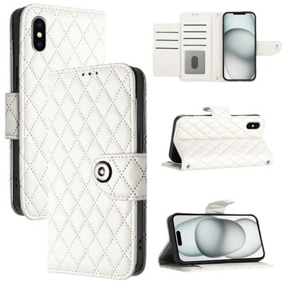 Rhombic Texture Flip Leather Phone Case with Lanyard, For iPhone 11, For iPhone 11 Pro, For iPhone XS / X, For iPhone XR