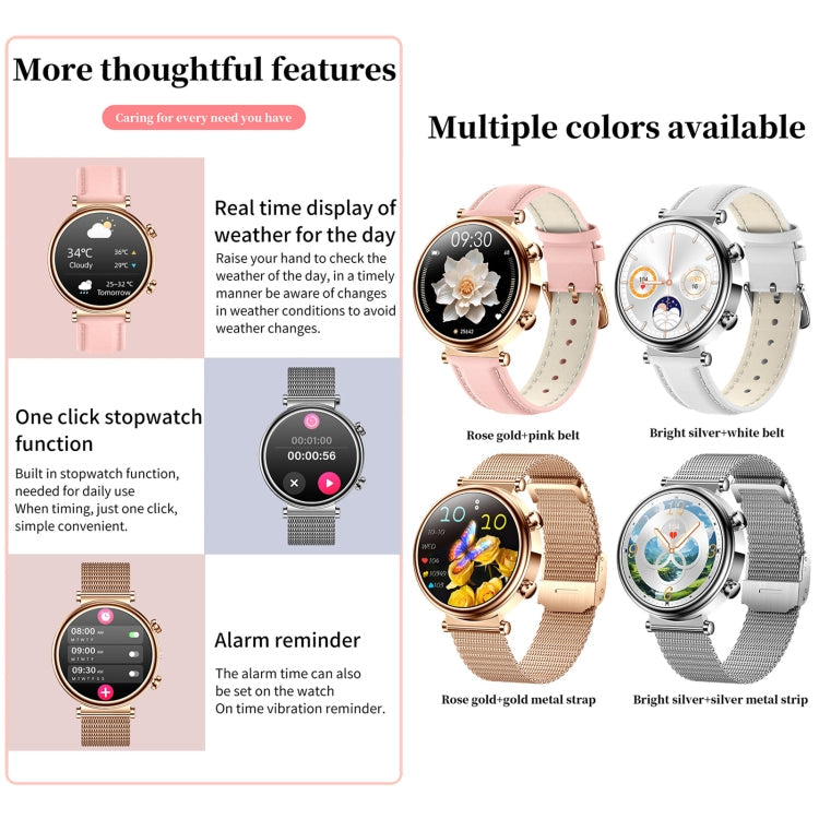 T86 Woman Health 1.27 inch Smart Watch, BT Call / Physiological Cycle / Heart Rate / Blood Pressure / Blood Glucose / SOS