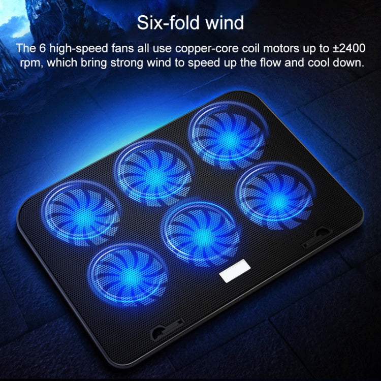ICE COOREL Notebook Computer Base Speed Control Silent Six-fan Cooling Holder Cooling Rack, Style: Premium Edition, Style: Premium Edition(Lvory), Style: Premium Edition(Dazzling Red), Style: Premium Edition(Charm Powder), Style: Premium Edition(Black)