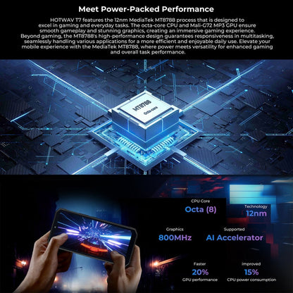 HOTWAV T7 Rugged Phone, 6280mAh, 6.52 inch Android 13 MT8788 Octa Core, Network: 4G, OTG, 4GB+128GB