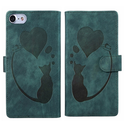 Pen Heart Cat Embossed Leather Phone Case, For iPhone 7 / 8 / SE 2022, For iPhone 13 Pro Max, For iPhone 13 Pro, For iPhone 13