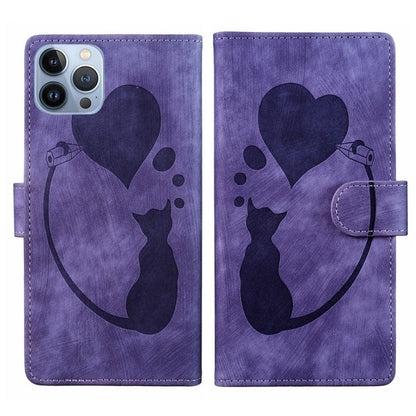 Pen Heart Cat Embossed Leather Phone Case, For iPhone 7 / 8 / SE 2022, For iPhone 13 Pro Max, For iPhone 13 Pro, For iPhone 13