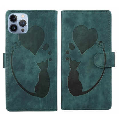 Pen Heart Cat Embossed Leather Phone Case, For iPhone 7 / 8 / SE 2022, For iPhone 13 Pro Max, For iPhone 13 Pro, For iPhone 13