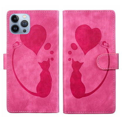 Pen Heart Cat Embossed Leather Phone Case, For iPhone 13 mini, For iPhone 12, For iPhone 12 Pro Max, For iPhone 12 Pro