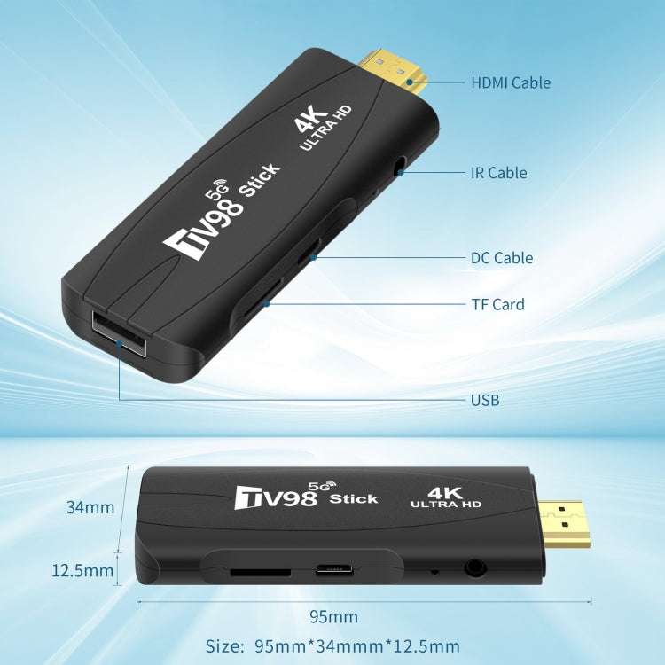 TV98 Rockchip 3228A Quad Core 4K HD Bluetooth Android TV Stick, Rockchip 3228A 4K, 4GB+32GB, 2GB+16GB
