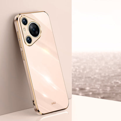 XINLI Straight 6D Plating Gold Edge TPU Phone Case, For Huawei Pura 70