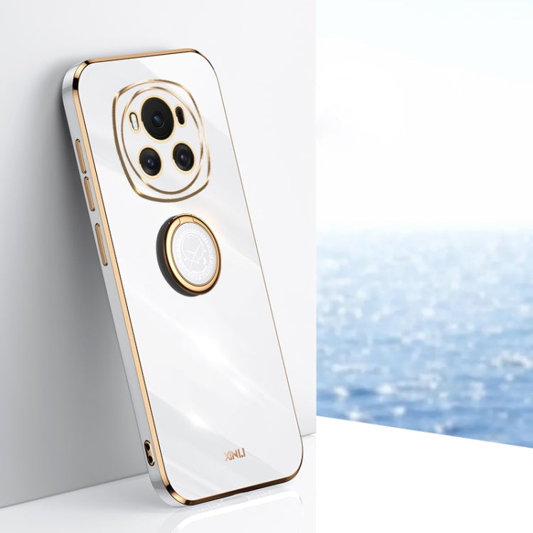 XINLI Straight 6D Plating Gold Edge TPU Shockproof Case with Ring Holder, For Honor Magic6 5G