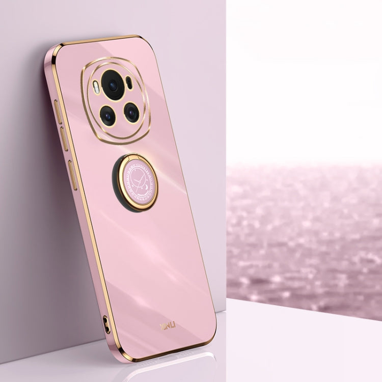 XINLI Straight 6D Plating Gold Edge TPU Shockproof Case with Ring Holder, For Honor Magic6 5G