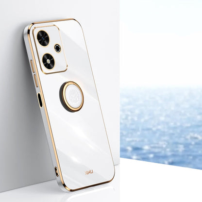 XINLI Straight 6D Plating Gold Edge TPU Shockproof Case with Ring Holder, For Honor 200 Pro, For Honor Play 50, For Honor 200 Lite Global